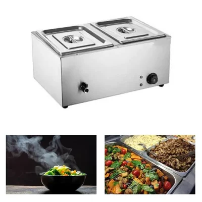 Heavy Duty Stainless Steel 2 Pan Electric Bain Marie, 1.5kW